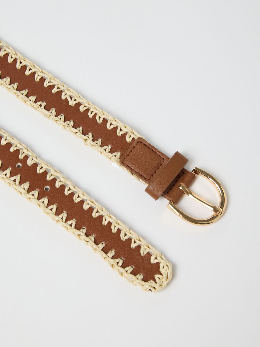 Belt with woven raffia edging_1