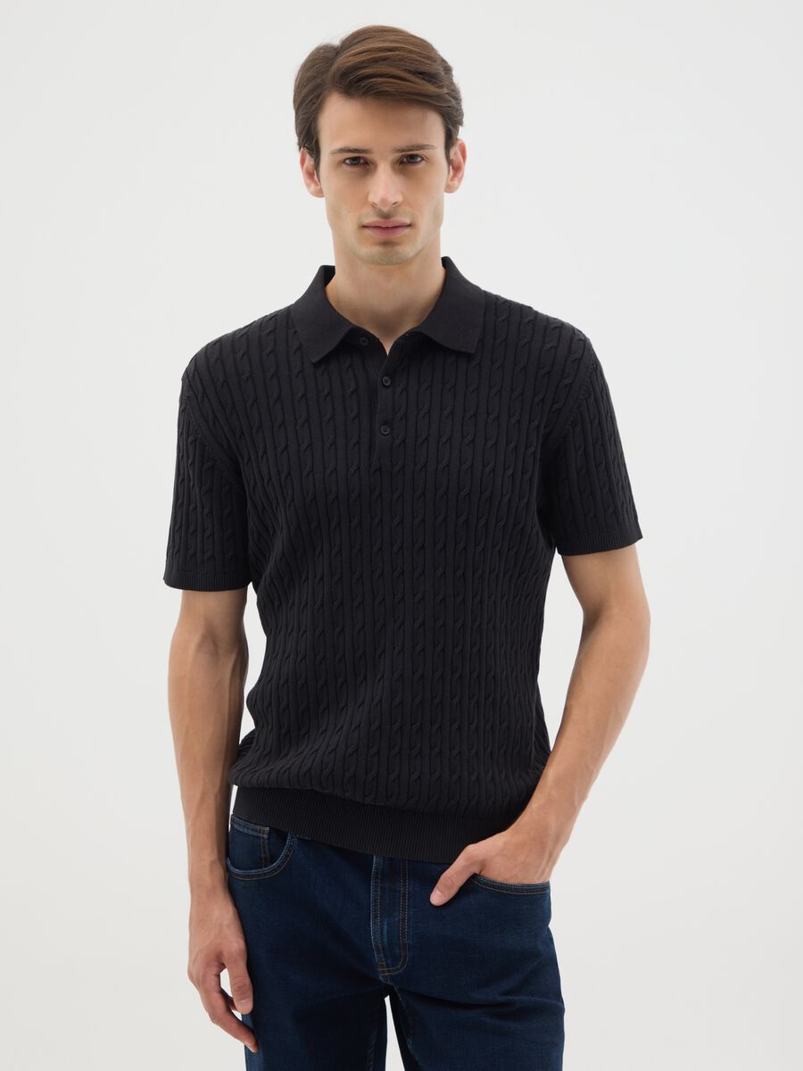 Polo in puro cotone nero regular fit_0