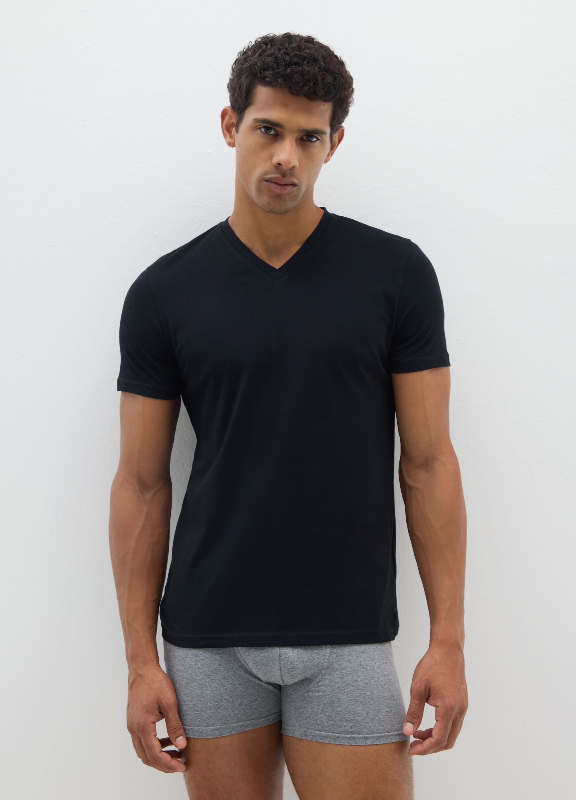 Men's black pure cotton T-shirt