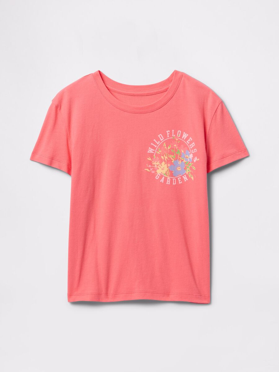 Pink cotton T-shirt with flowers print_2
