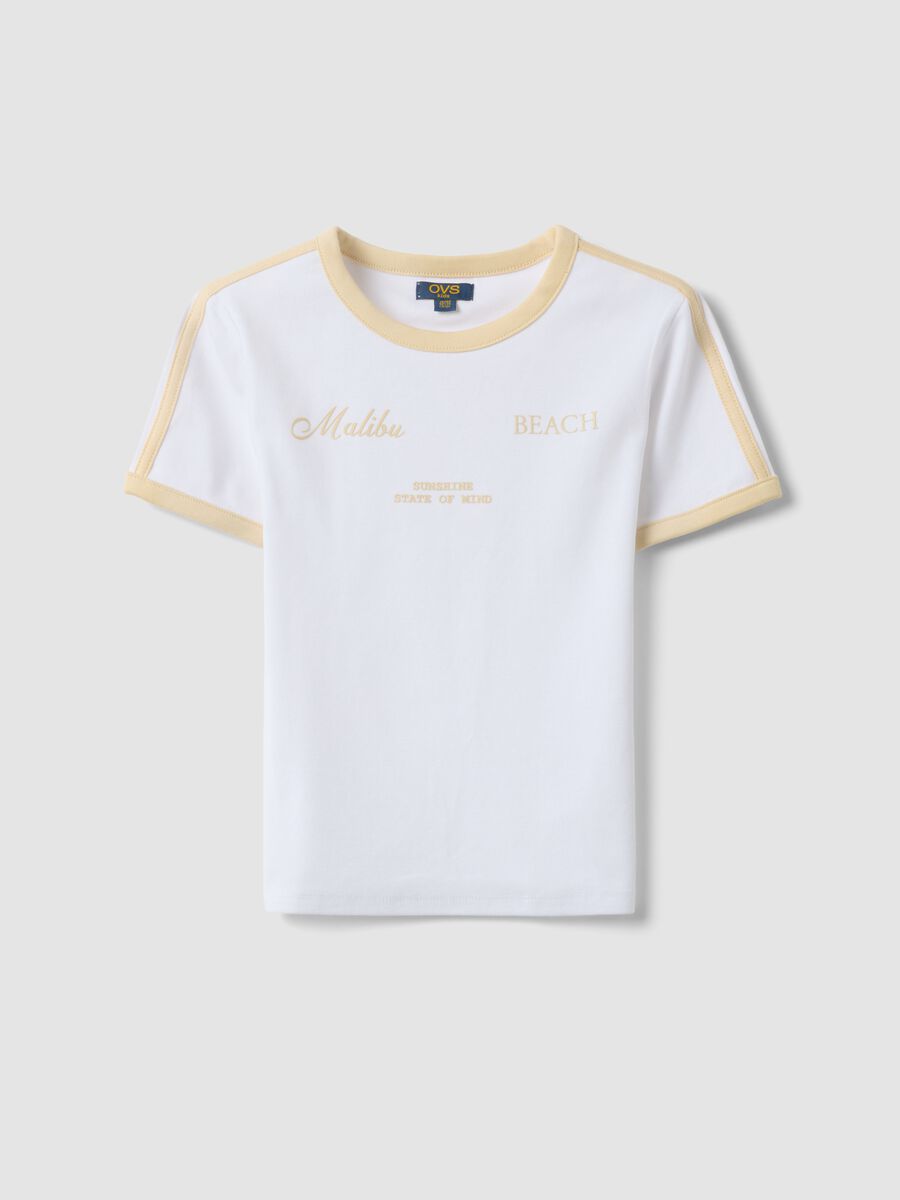 Girls&rsquo; white stretch cotton T-shirt, regular fit_3