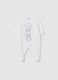 White cotton blend baby onesie with snap closure_0
