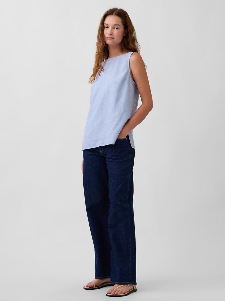 Sleeveless linen-blend top_4