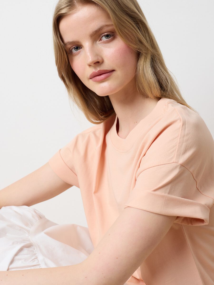 Pink Organic Cotton T-shirt LES COPAINS HOUSEBRAND_0
