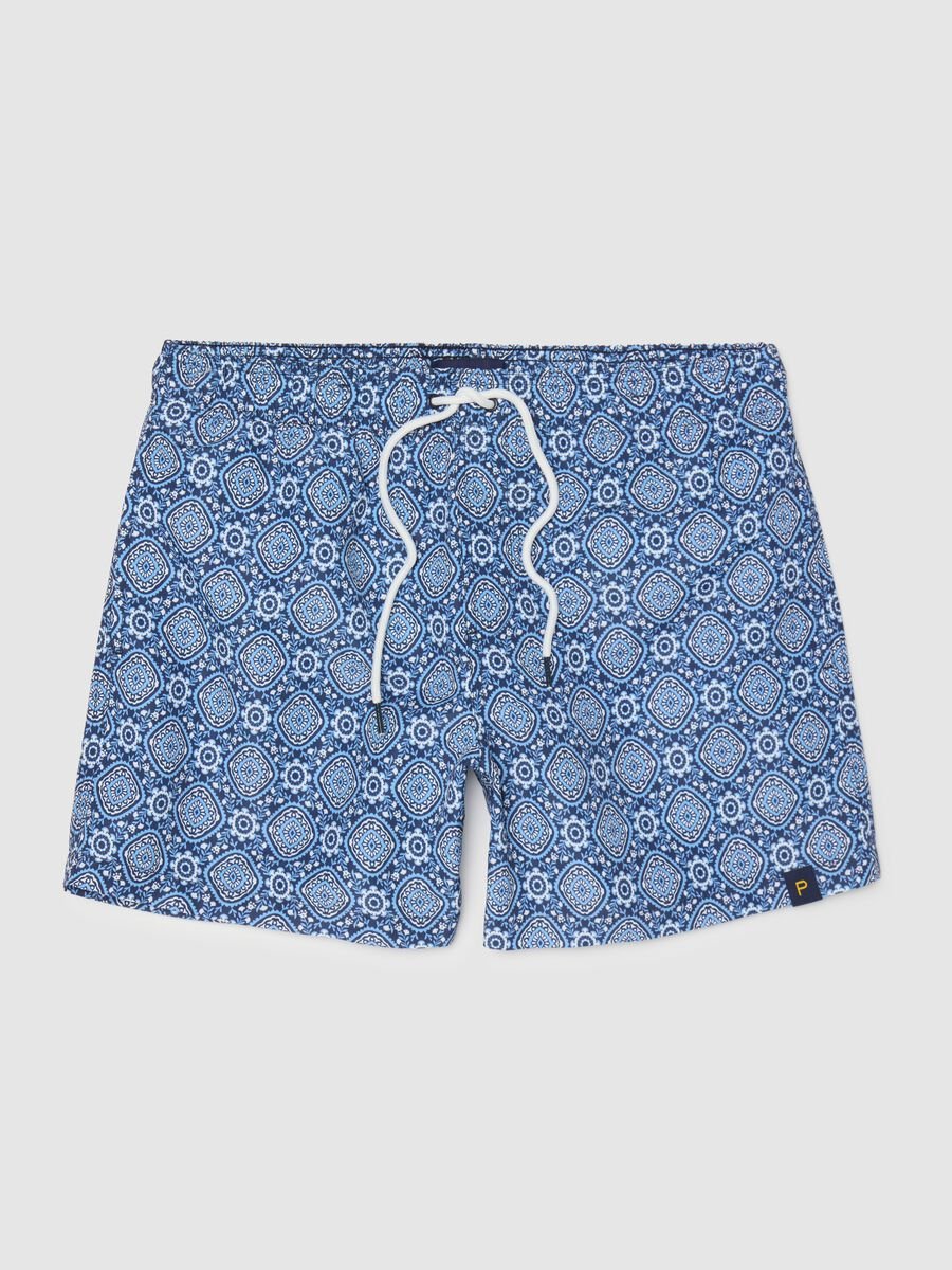 Blue Sea Boxers with Geometric Pattern by Piombo_4