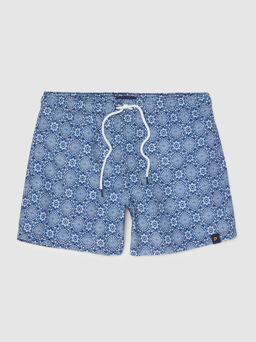 Blue Sea Boxers with Geometric Pattern by Piombo_4