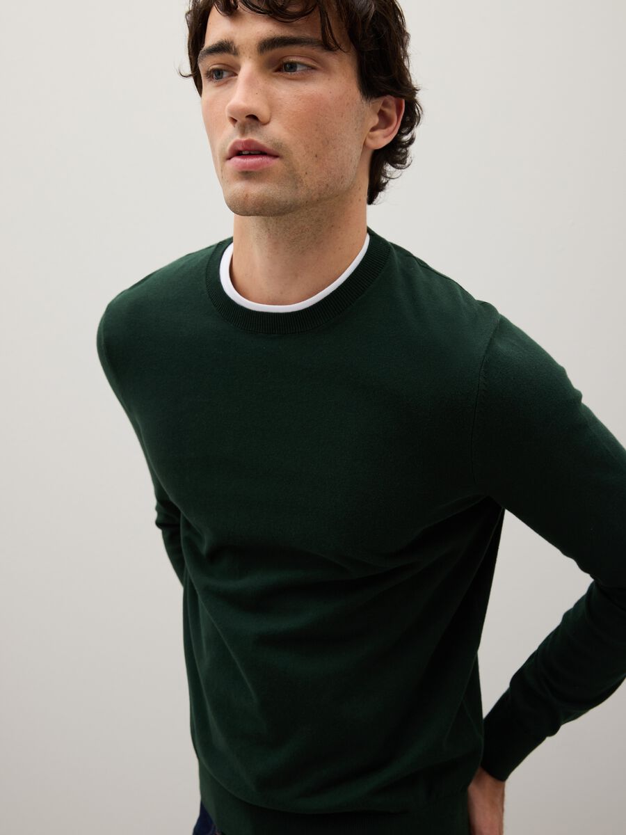Maglione verde in misto cotone e poliammide_2