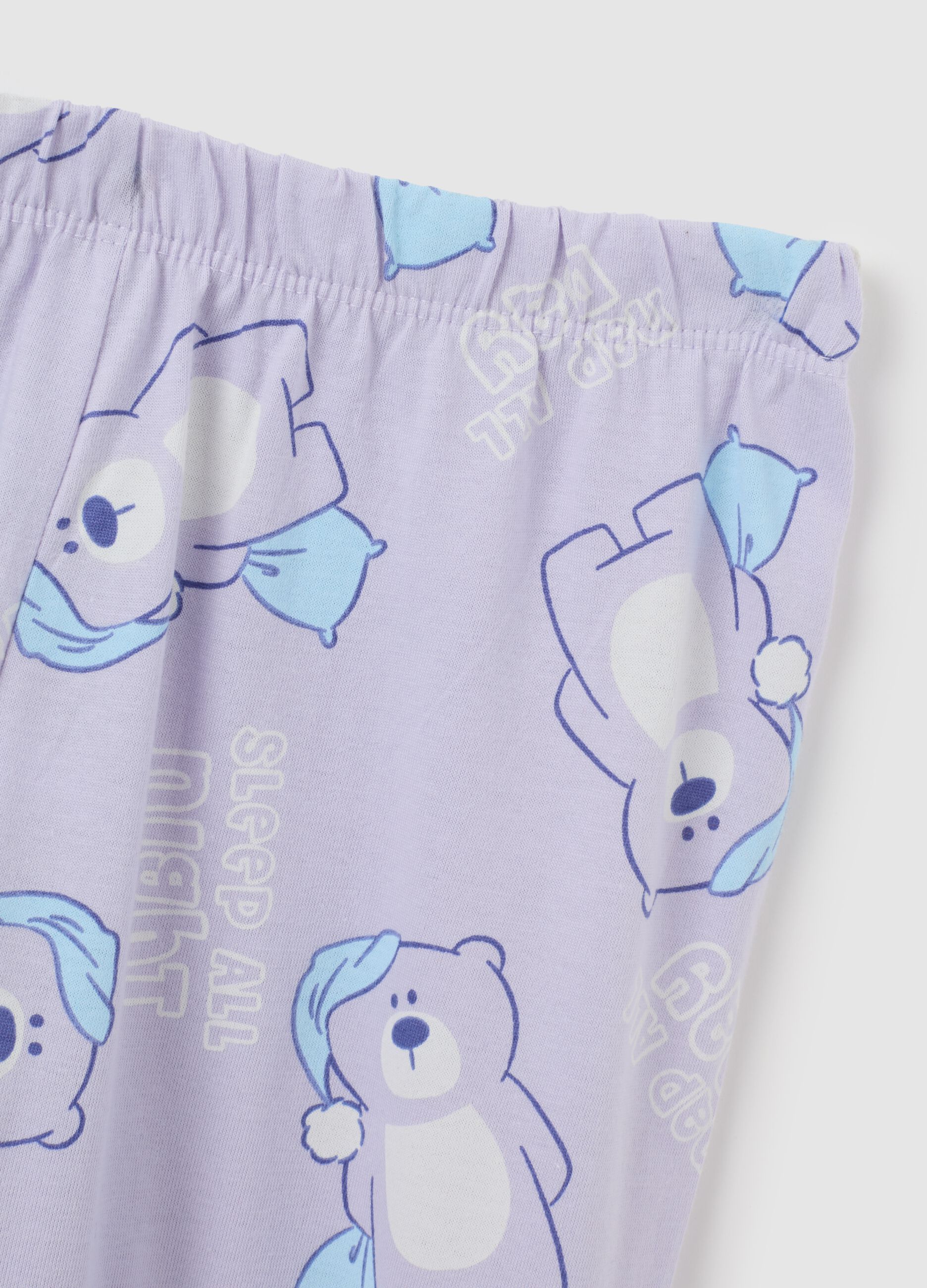 Girls' purple cotton pyjamas with a regular fit