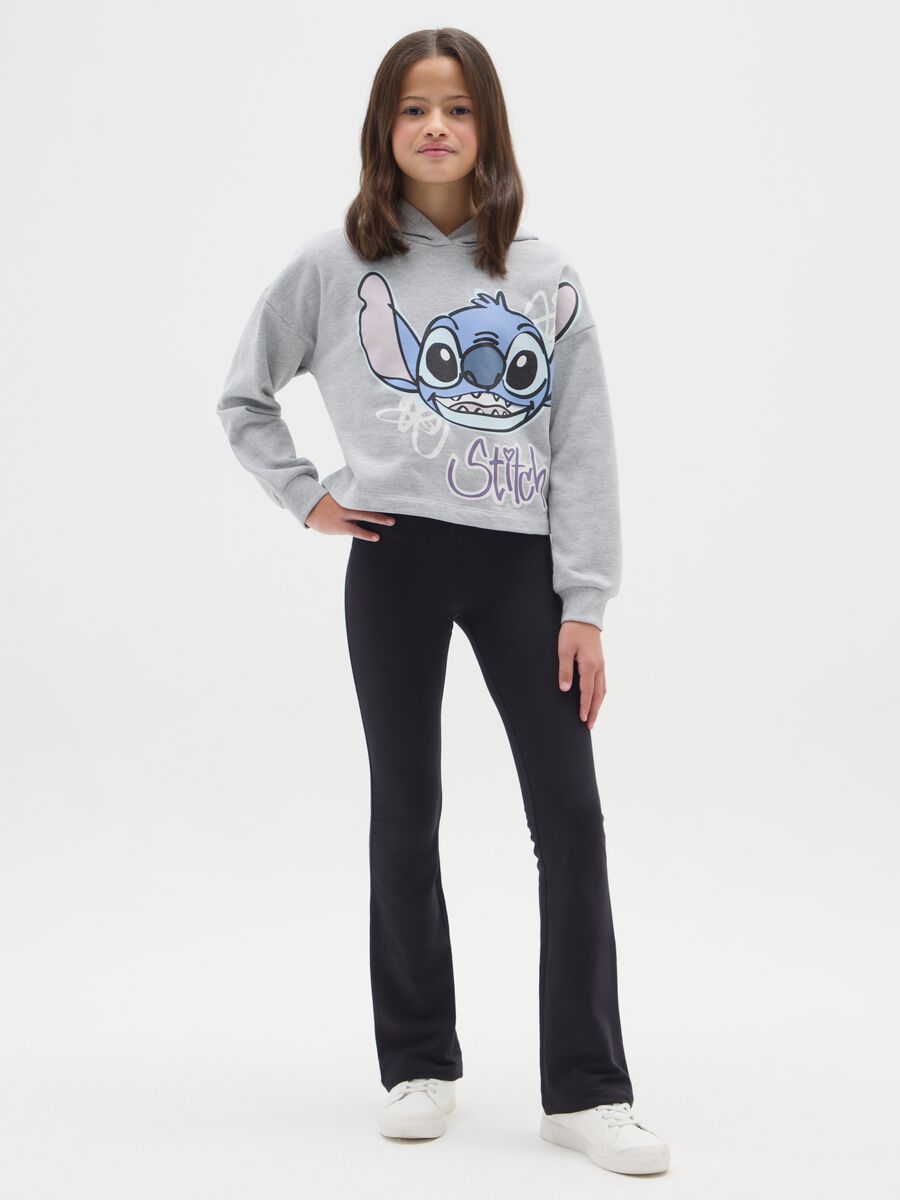 Leggings flare da ragazze in misto cotone elasticizzato nero_0