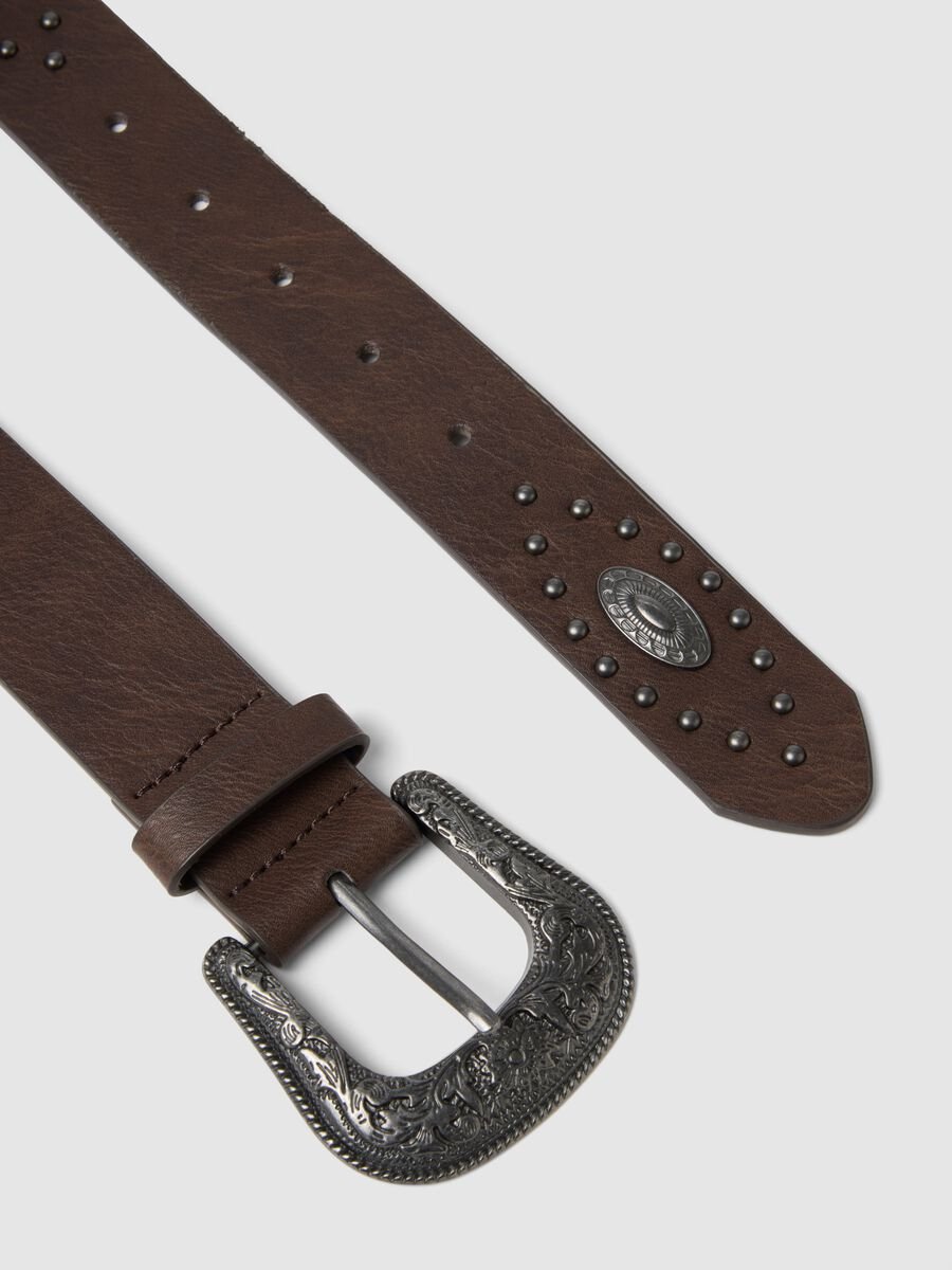 Brown belt with metal accents_1