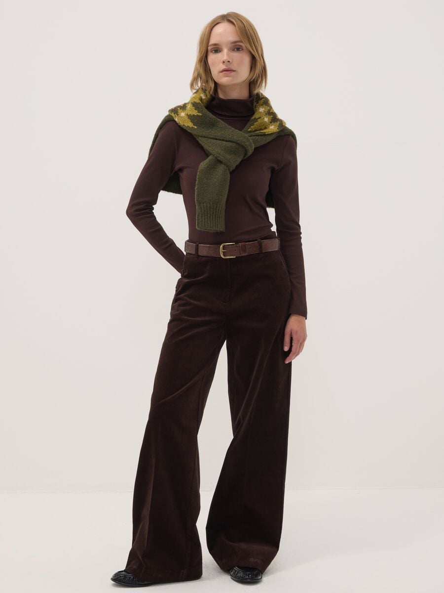 Brown pure cotton crew-neck T-shirt_2