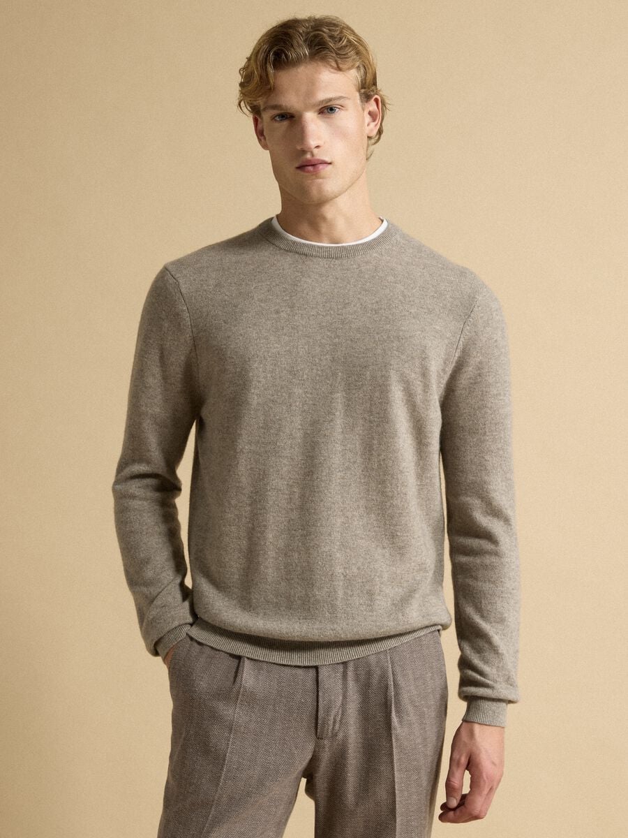 Beige pure cashmere jumper, regular fit_1