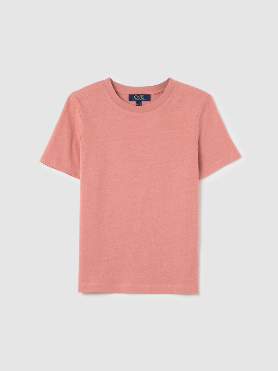 Pink cotton and linen T-shirt_4