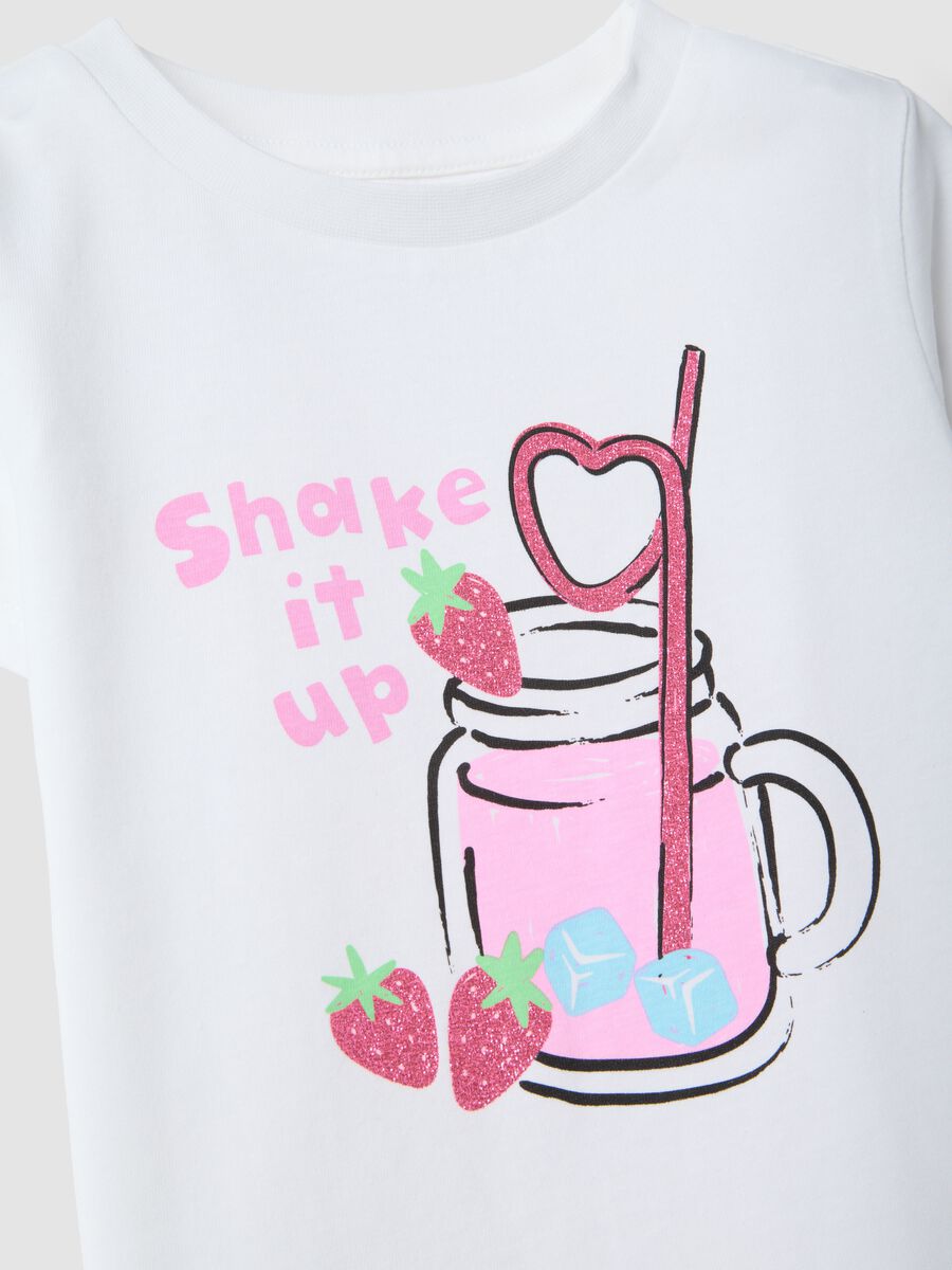 Girls' white pure cotton T-shirt regular fit with print_3