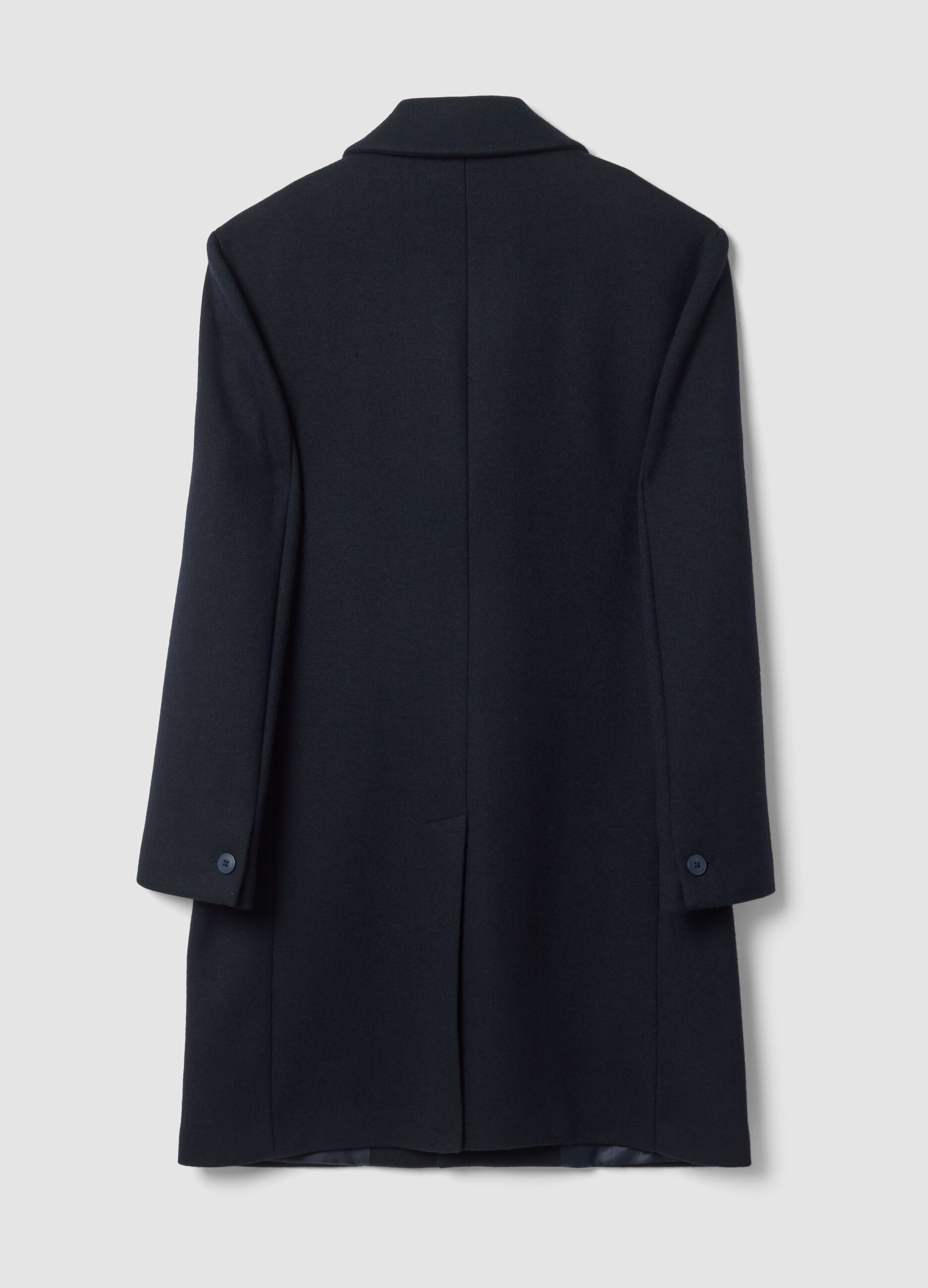 Cappotto blu in misto lana con rever classico regular fit