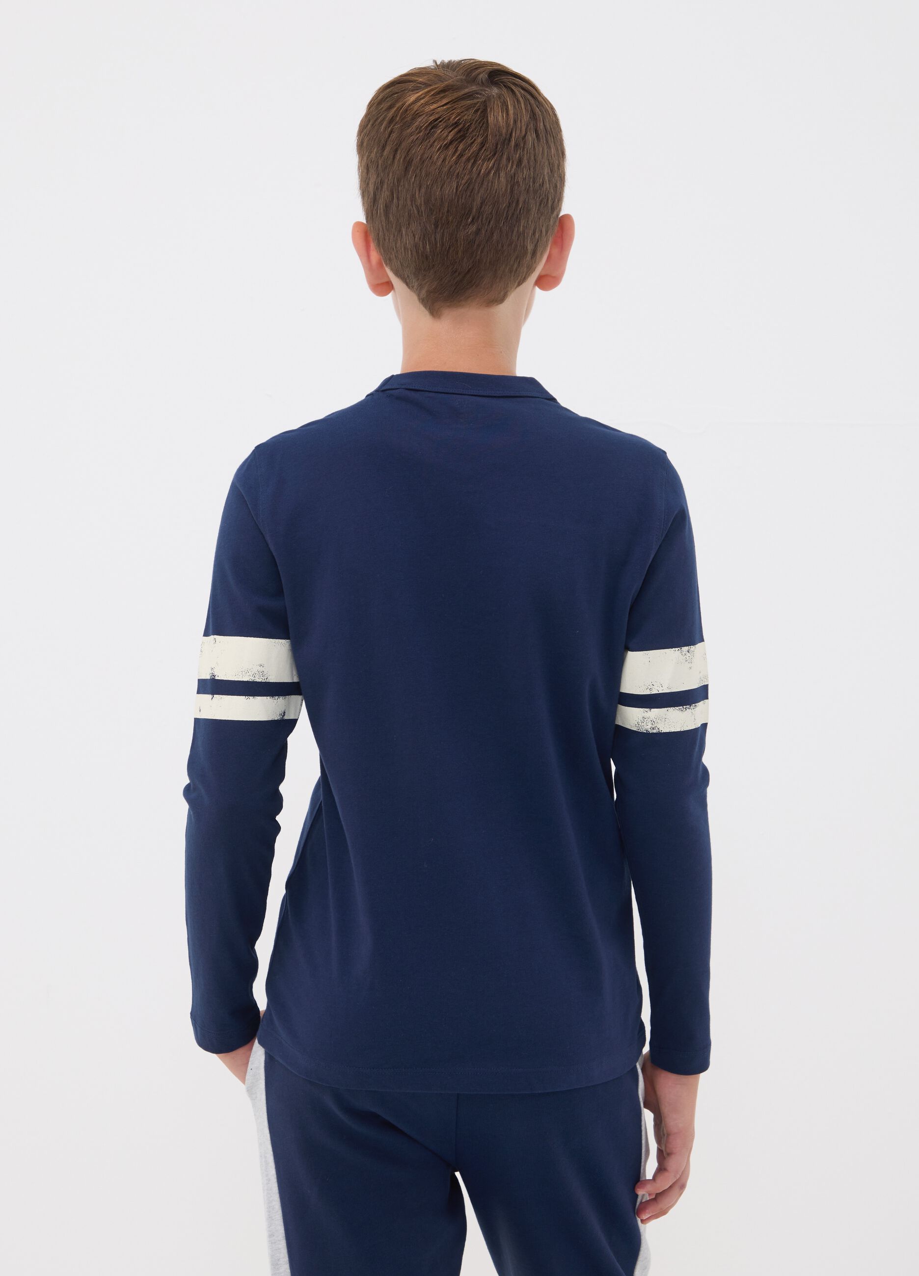 Blue pure organic cotton T-shirt with college print for boys