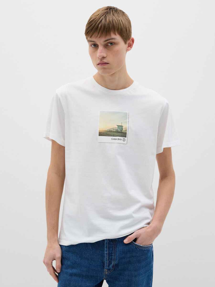 White T-shirt with Florida Beach print_0