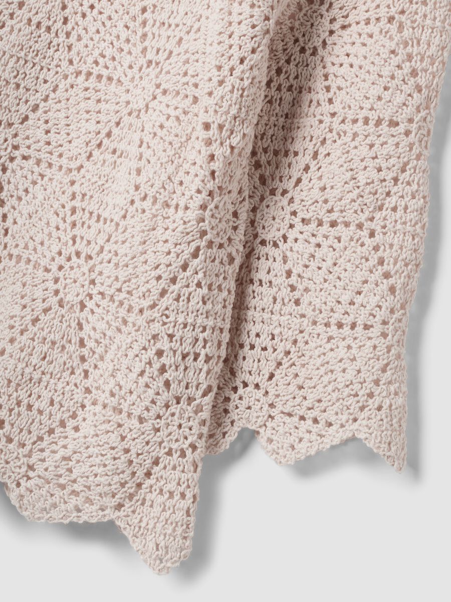 Beige pure cotton crochet T-shirt, regular fit_5
