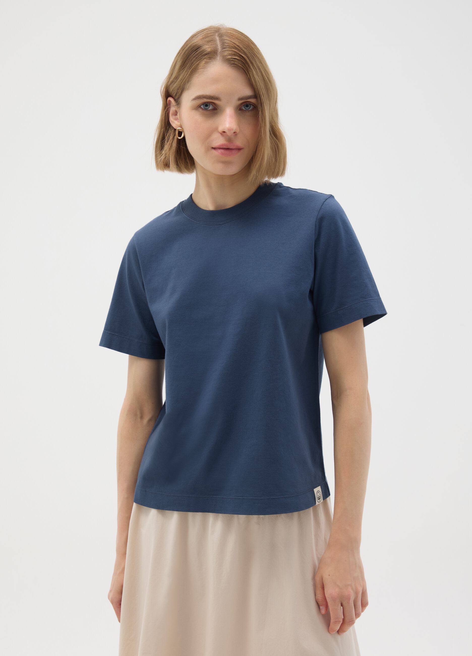 Blue T-shirt in pure Italian cotton regular fit