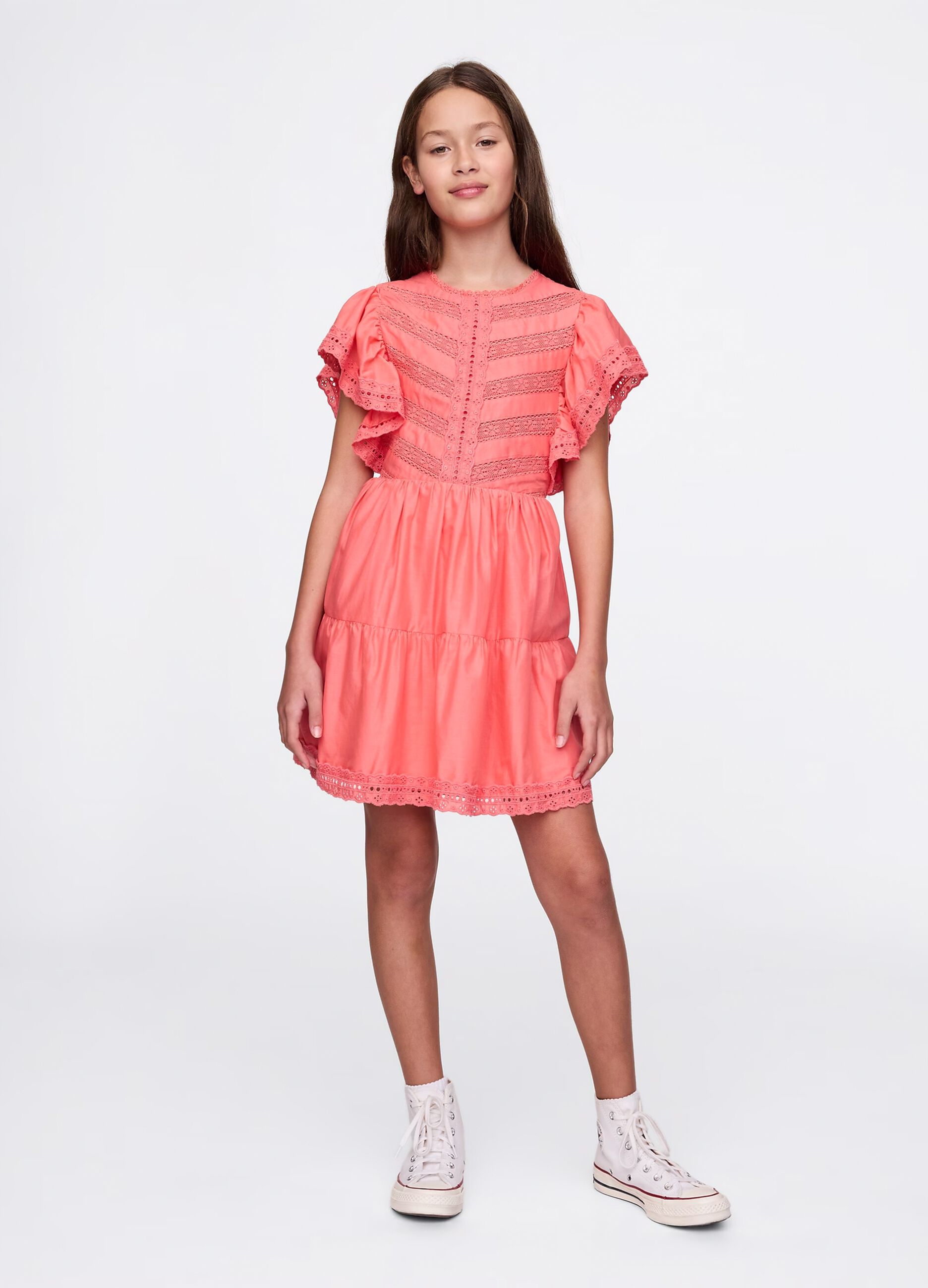 Pink dress with broderie anglaise details