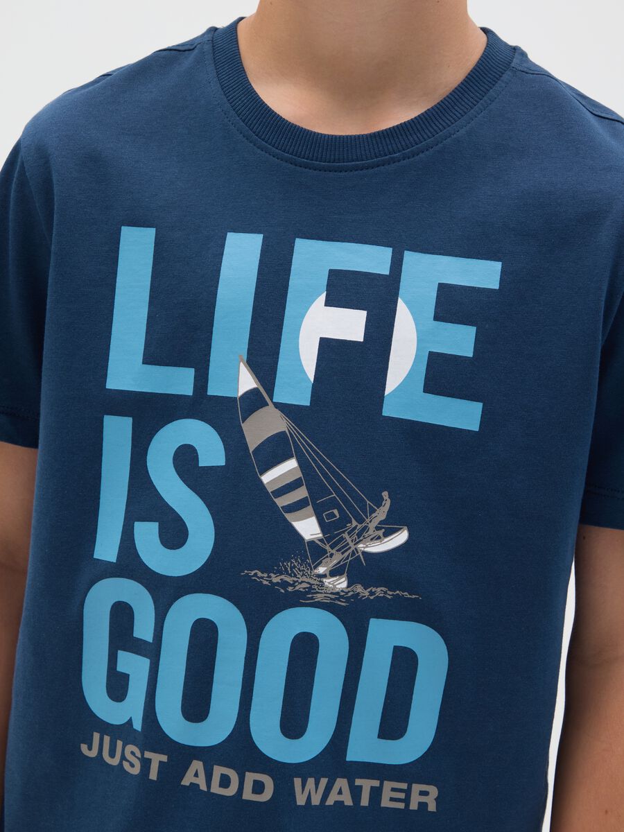 Boys' blue pure cotton regular fit T-shirt with print_2