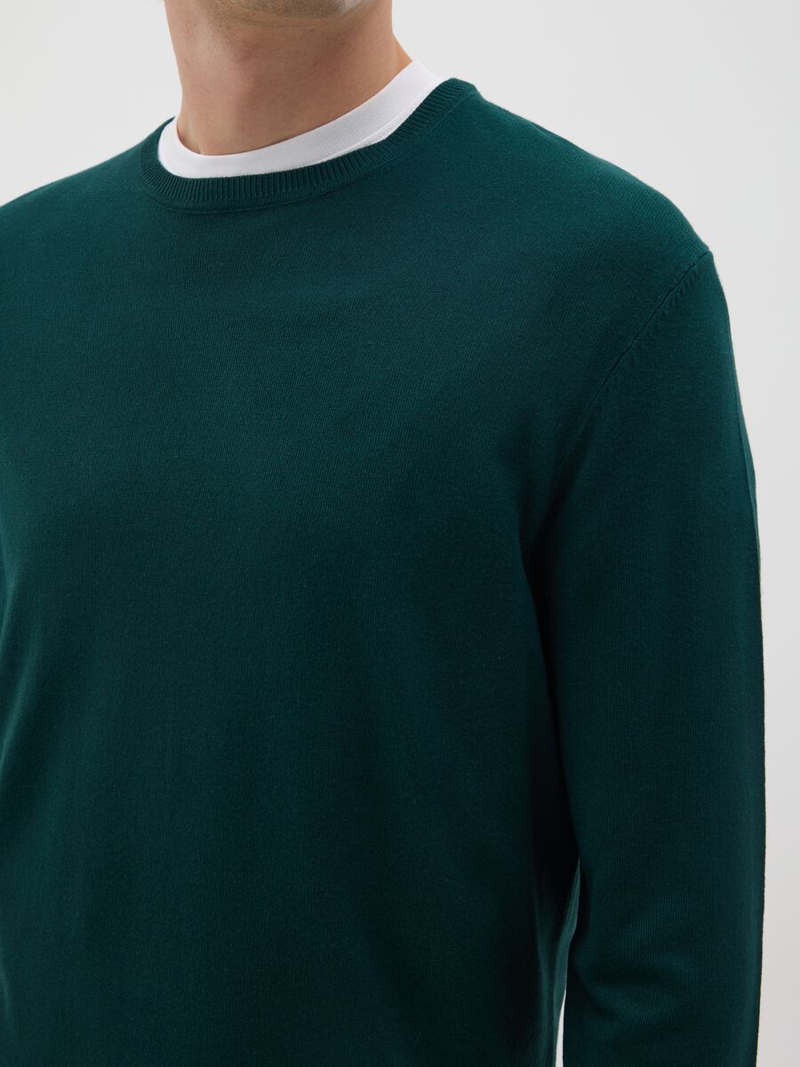 Green Regular Fit Viscose Blend Jumper_3