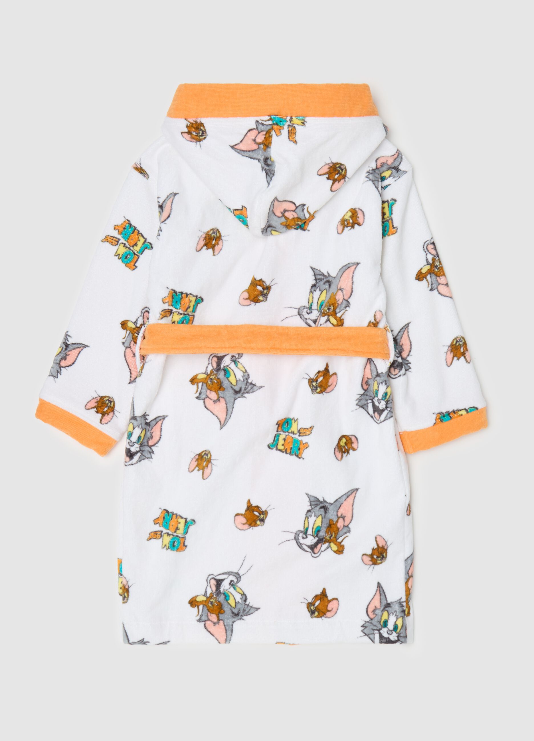 Bathrobe with hood and Tom & Jerry print