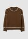Brown sweater in cotton and wool blend with oversized fit_0