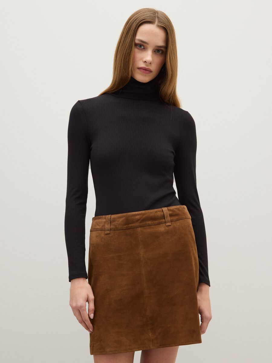 Black turtleneck regular fit sweater_0