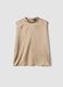Beige stretch fabric high-neck top_4