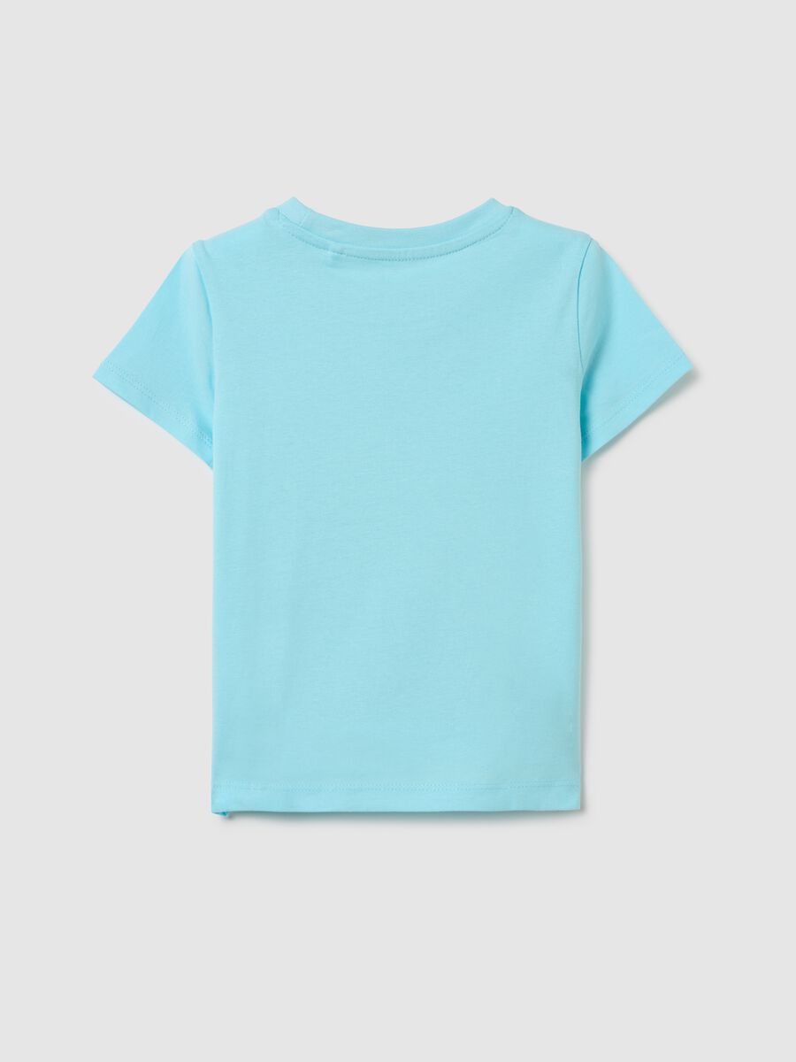 Pure cotton blue girl's T-shirt with regular fit_1