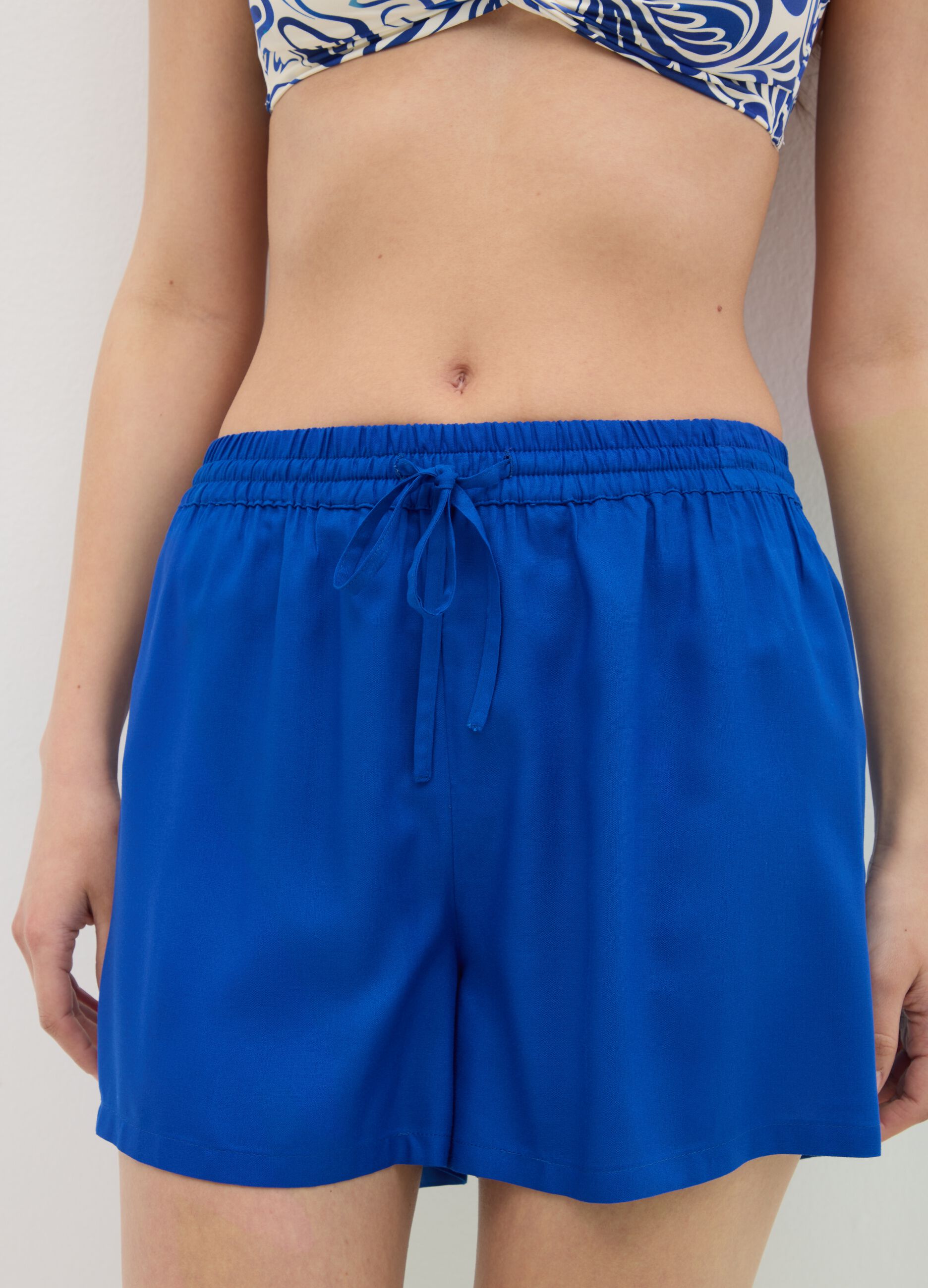 Women's Royal Viscose Shorts with Drawstring