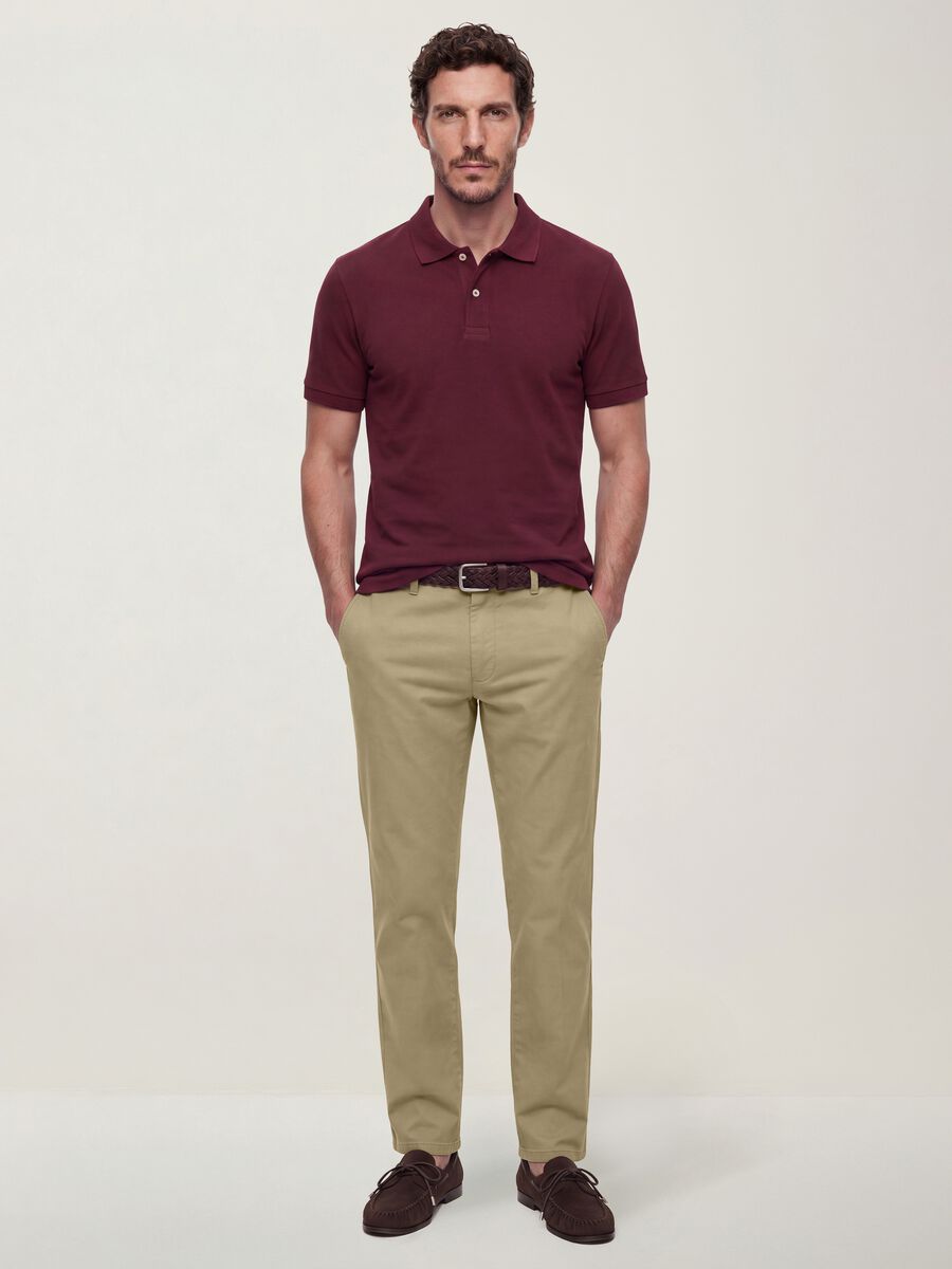 Polo rossa in puro cotone piquet con colletto classico regular fit_2