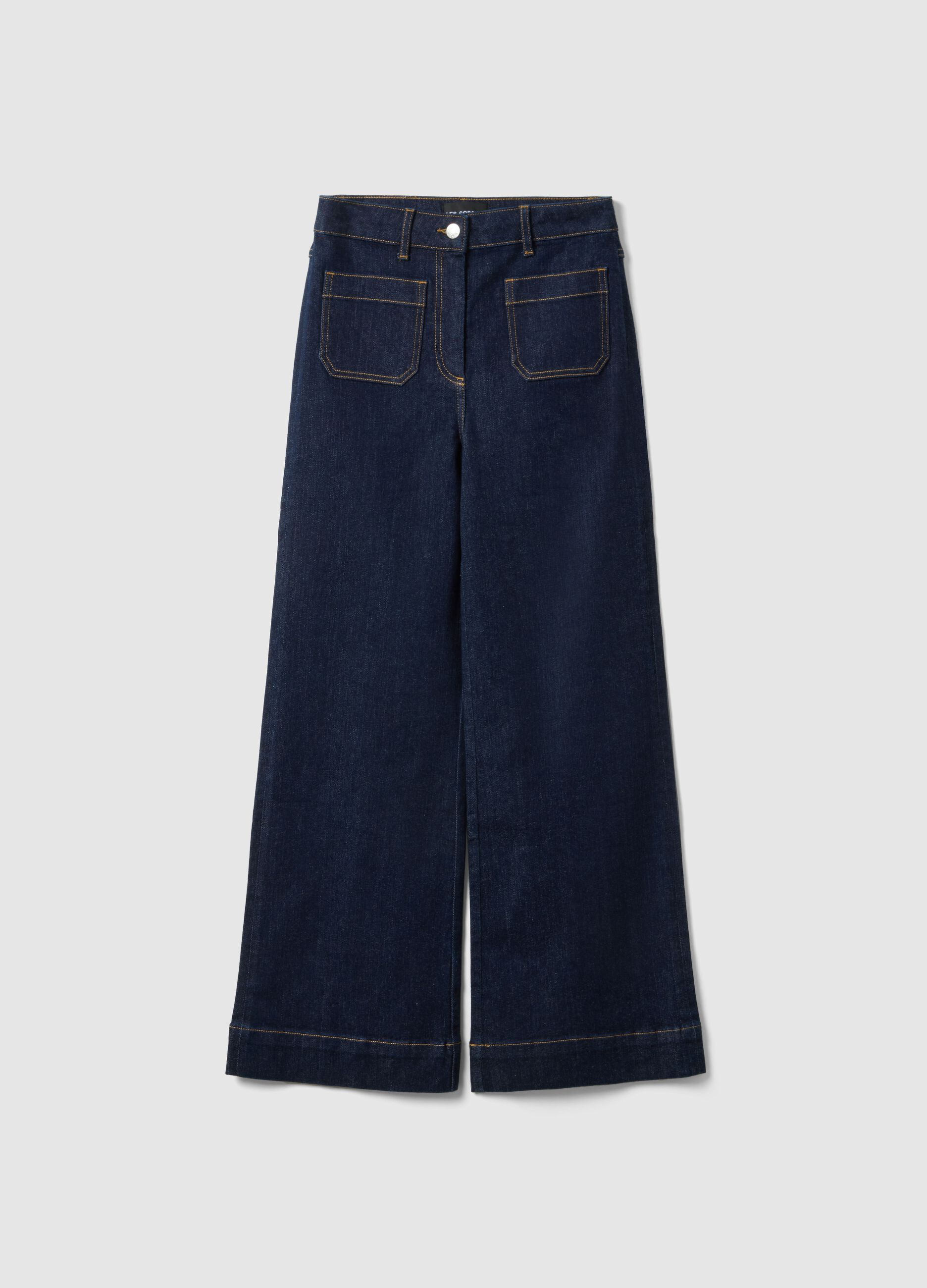 Blue Stretch Cotton Trousers Regular Fit