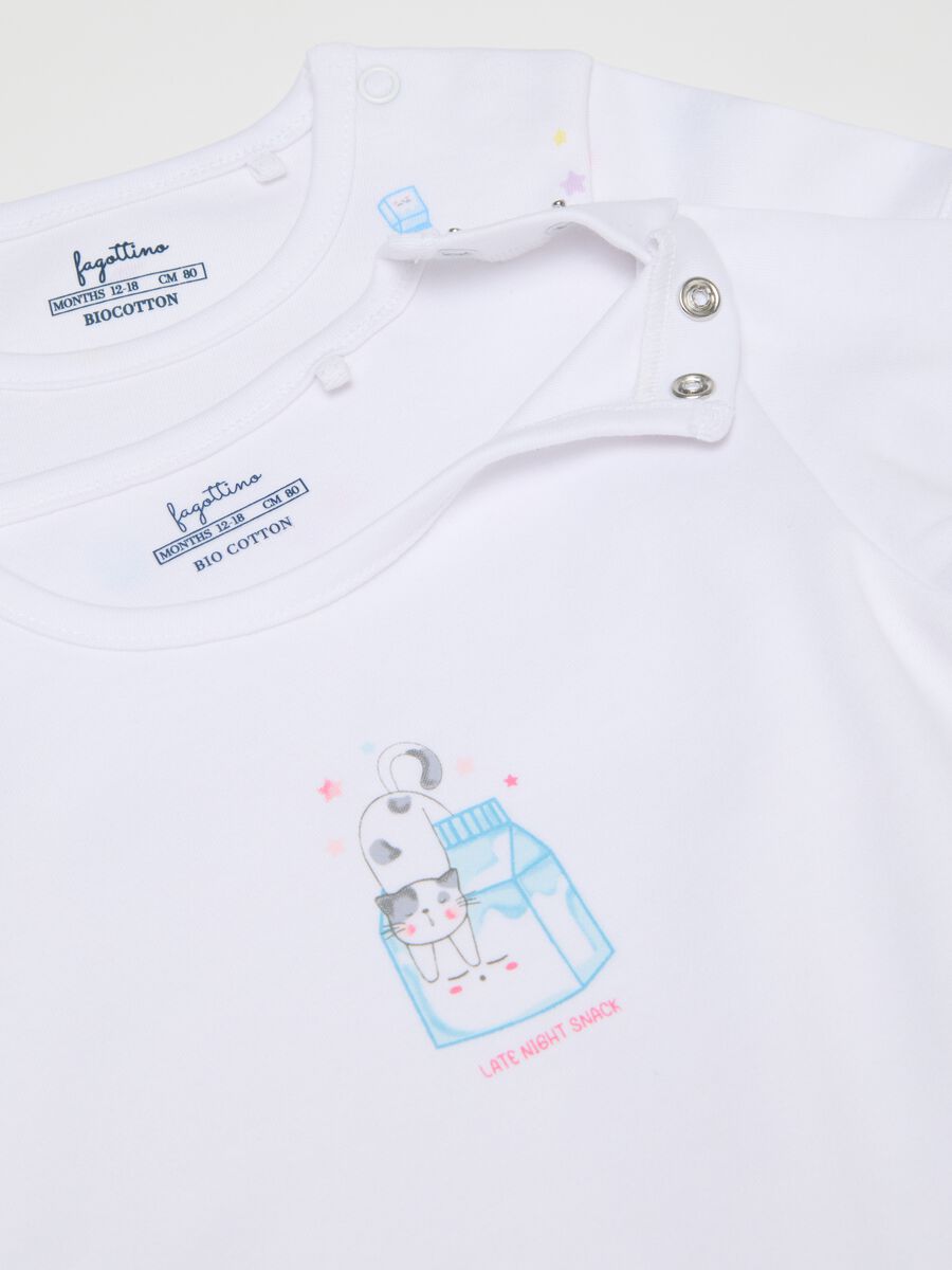 Tripack of girls' bodysuits in pure multicolour cotton_2