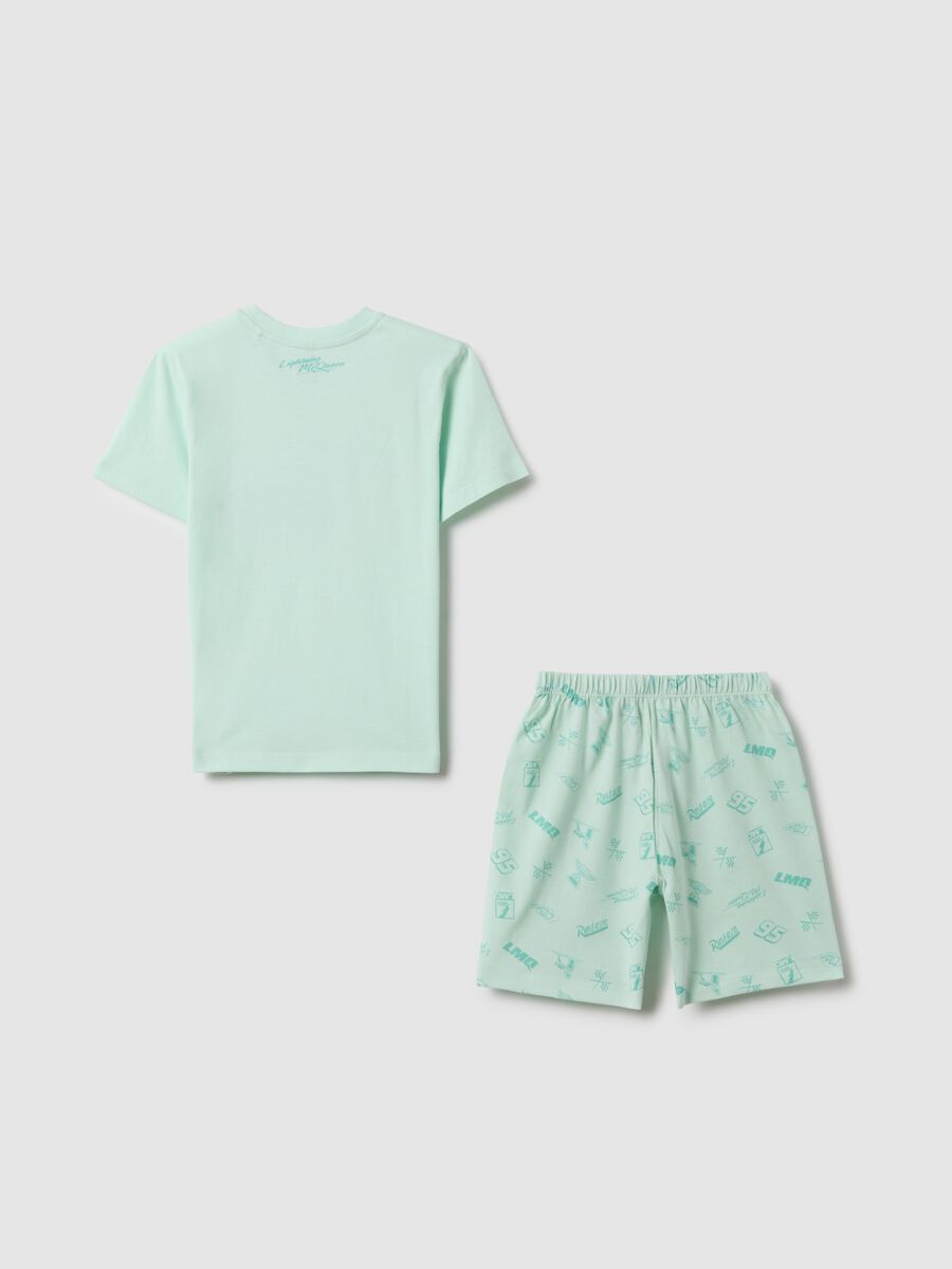Children's green short pyjamas in pure cotton, regular fit with prints_1