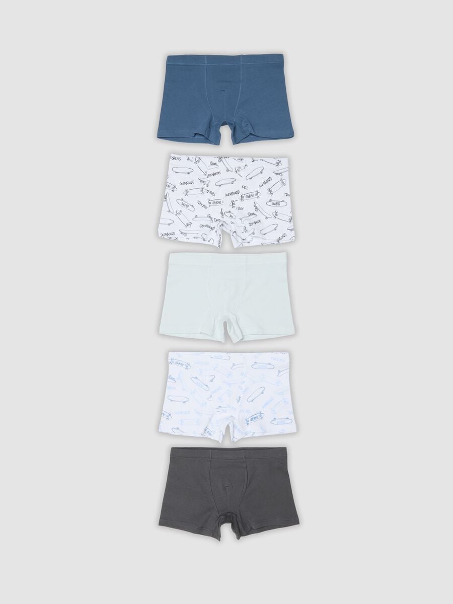 Multipack di cinque boxer midi multicolor in cotone organico elasticizzato_0