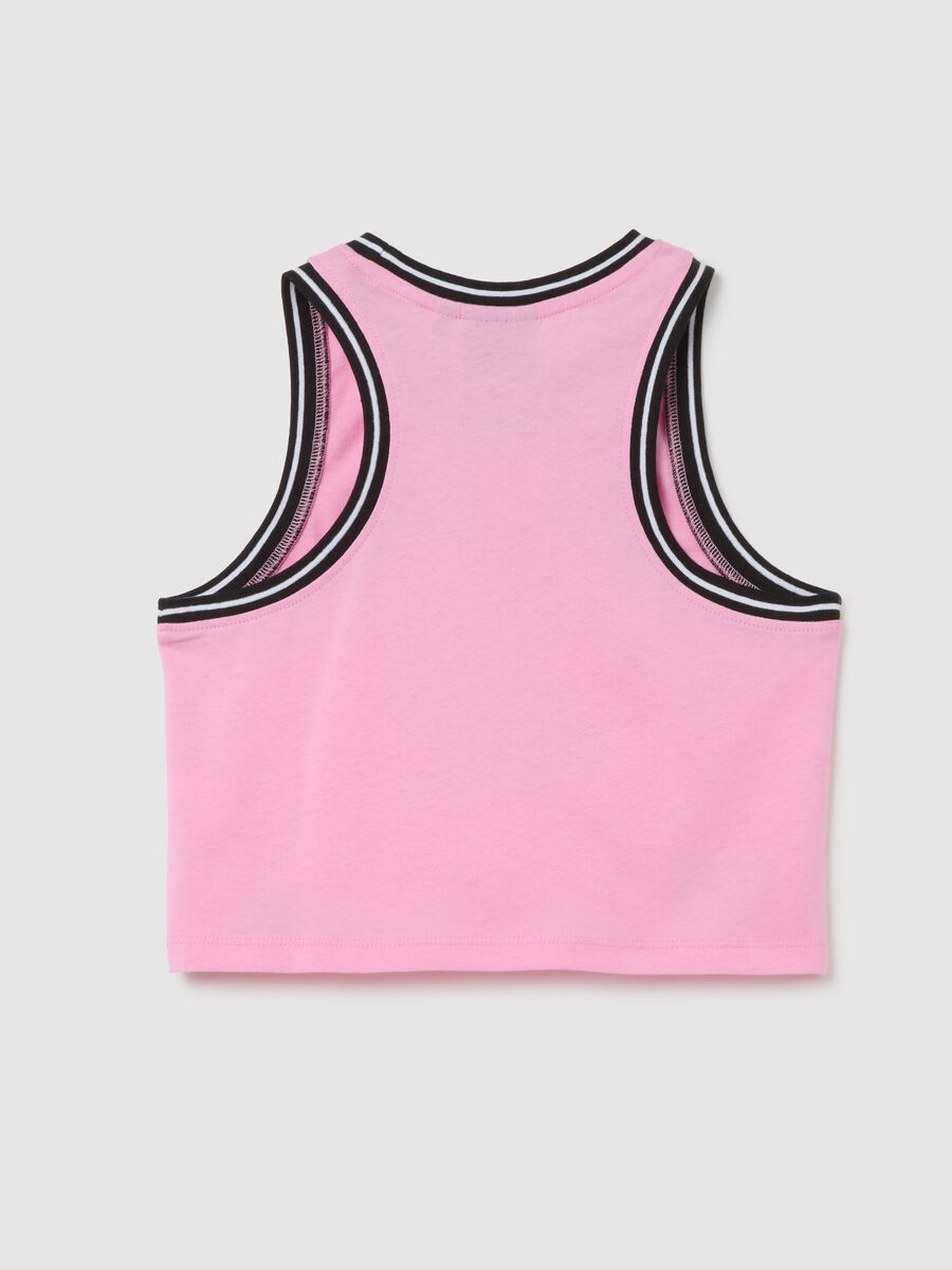 Top sportivo da ragazza in puro cotone rosa regular fit_1
