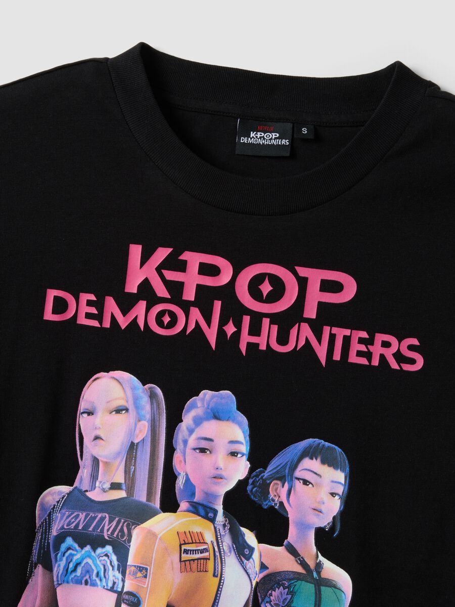 T-shirt in puro cotone nero regular fit con stampa K-Pop Demon Hunters_5