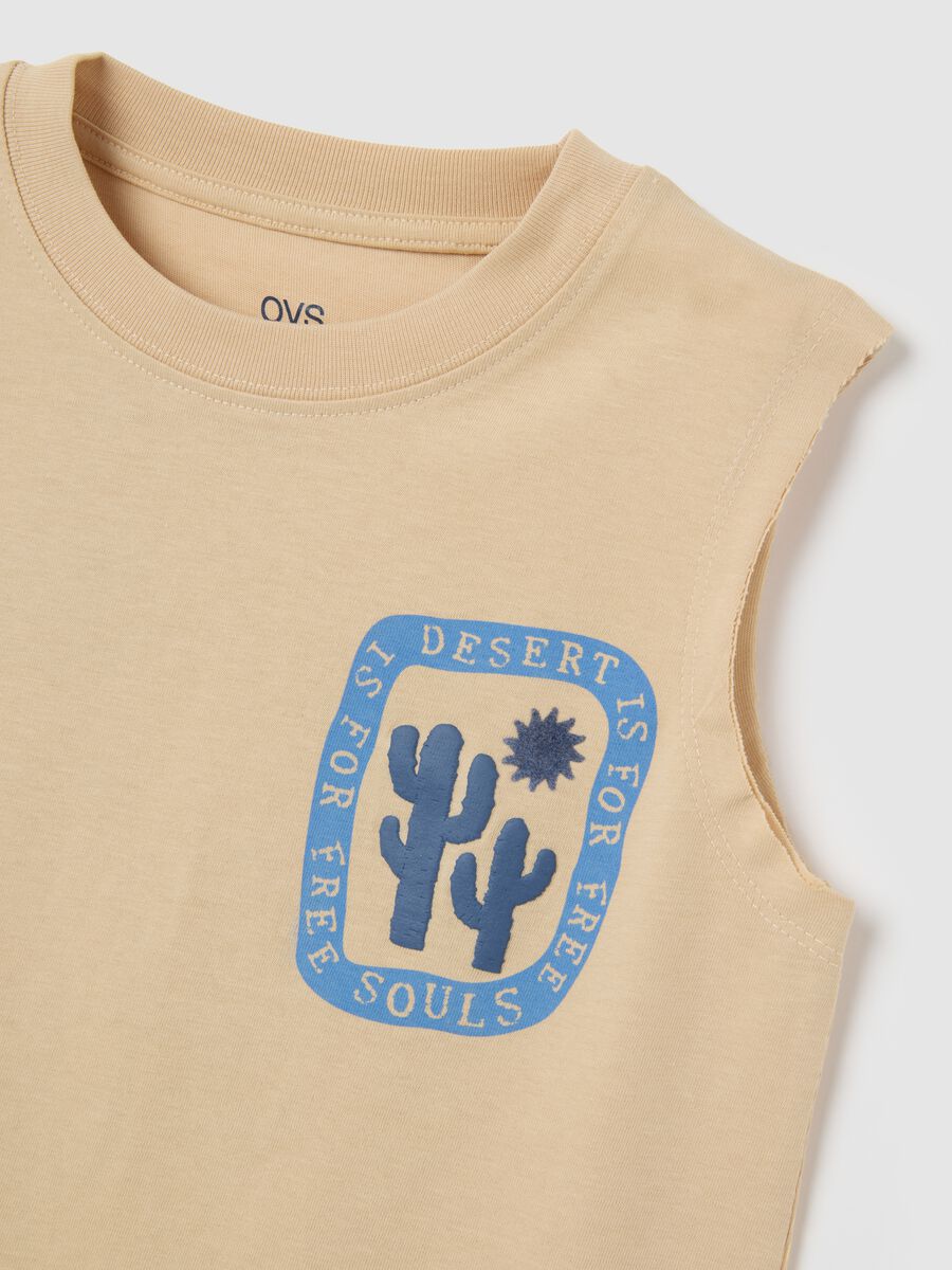 Children's beige sleeveless cotton top_2