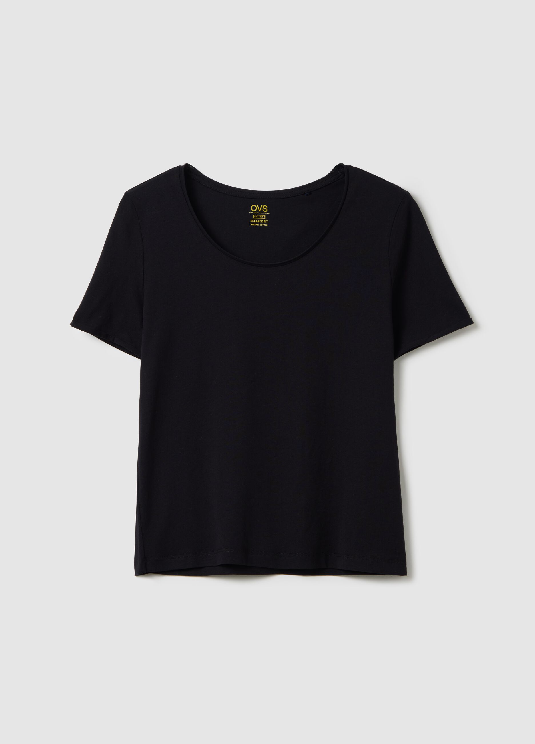 Black relaxed-fit T-shirt in cotton