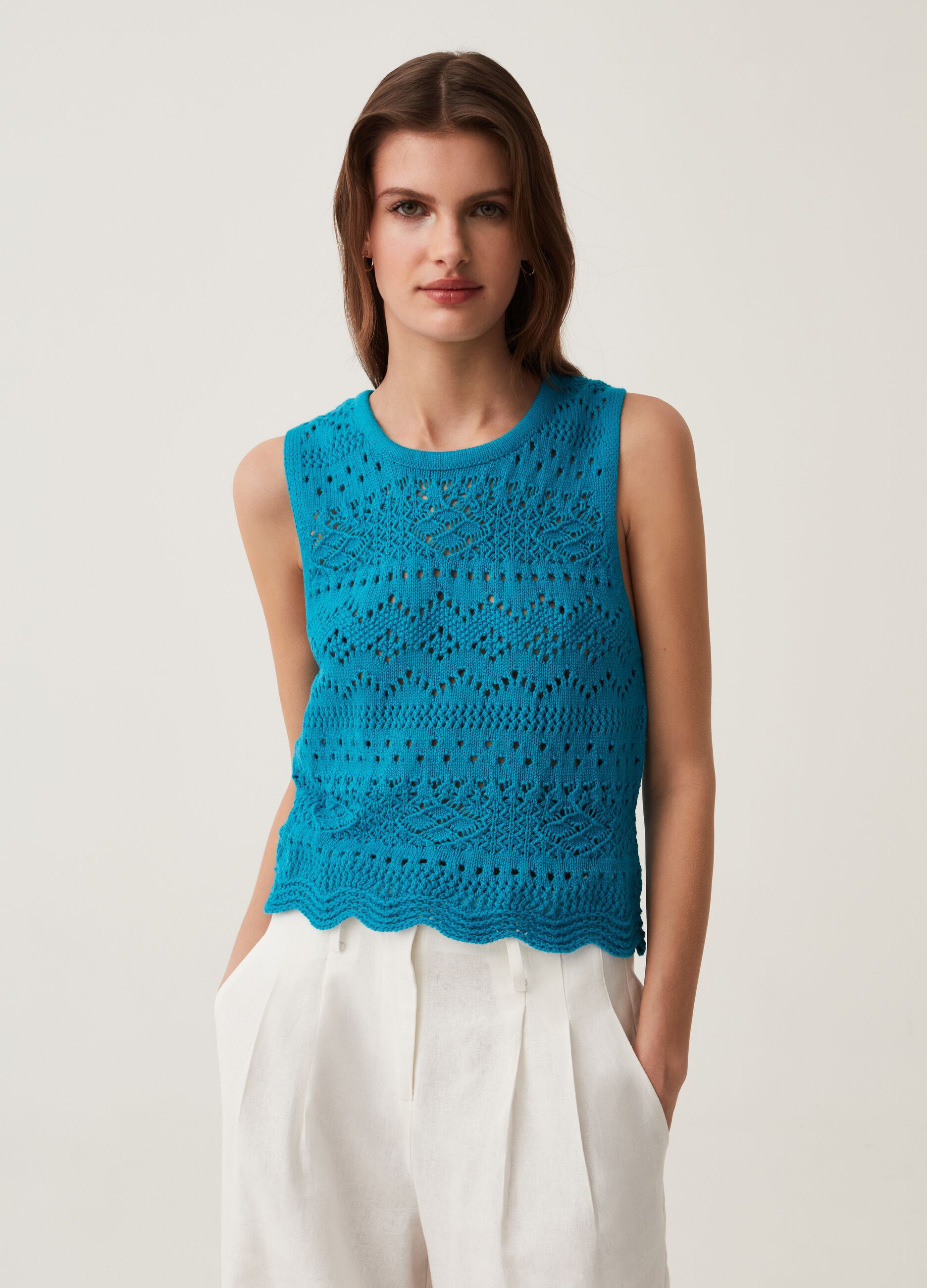 Tank top in cotone crochet