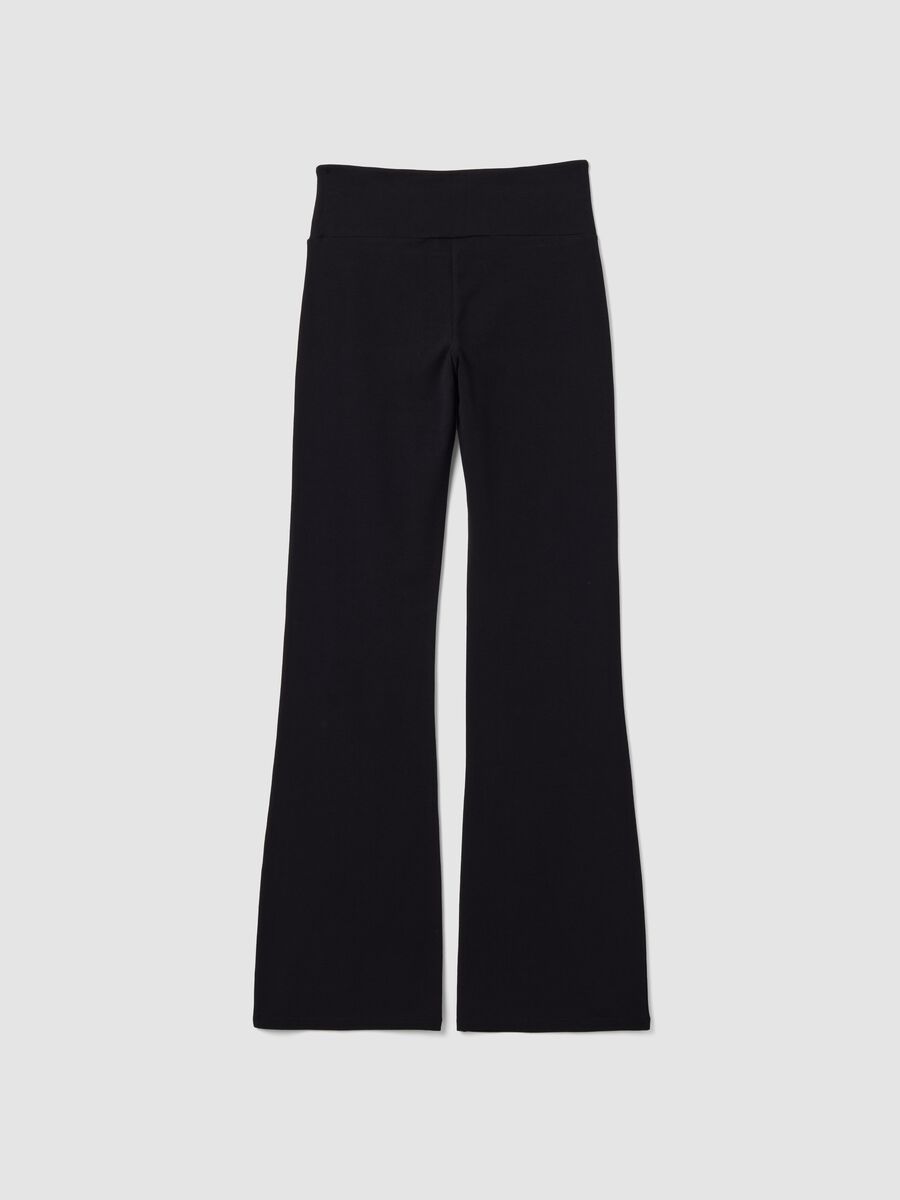 Black stretch cotton flared trousers_1