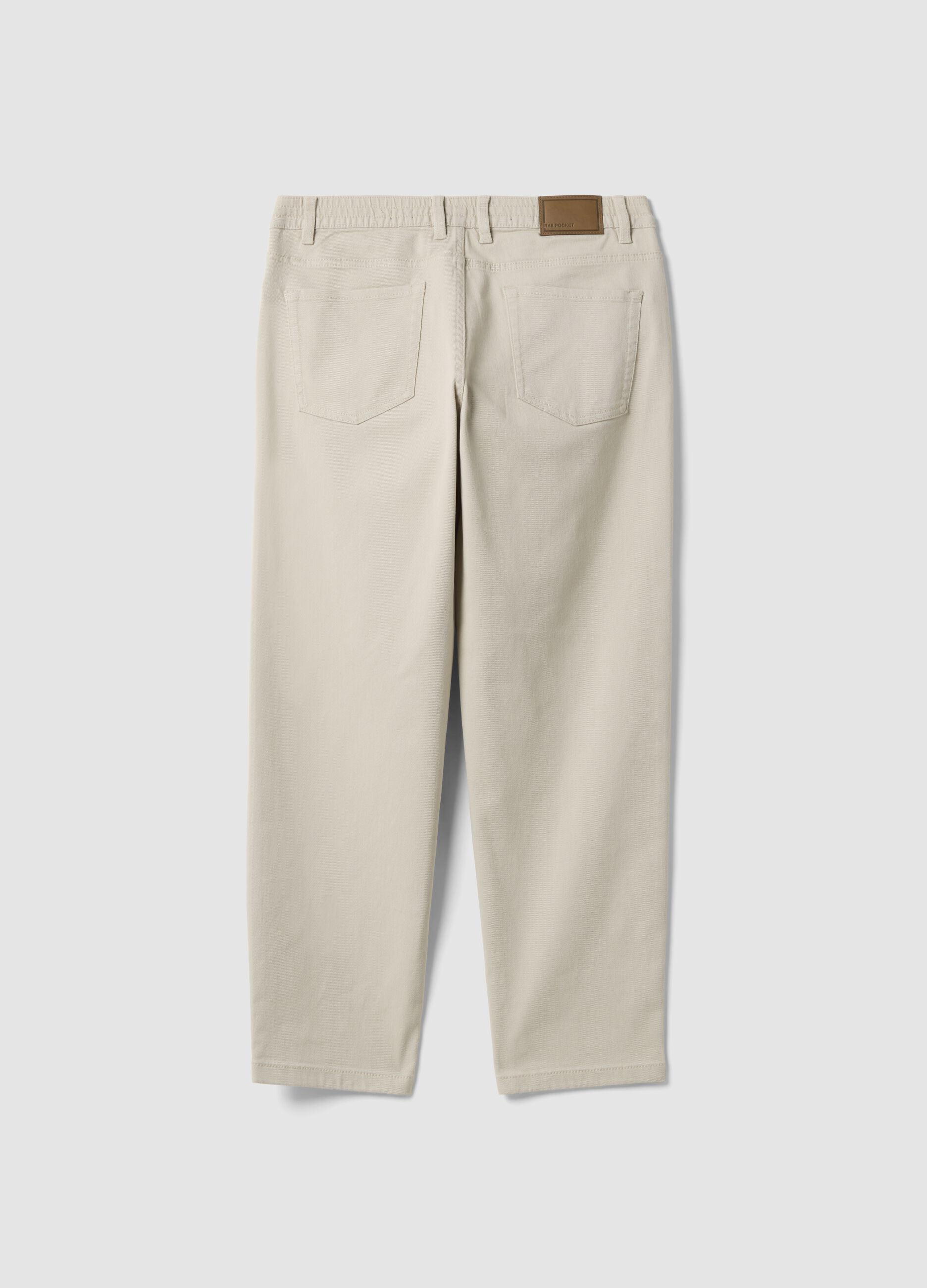 Pantaloni straight grigi in twill di cotone elasticizzato