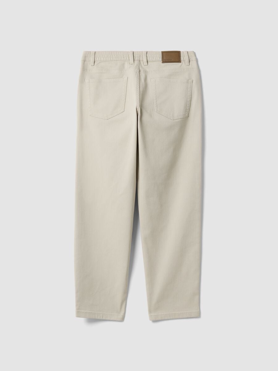 Pantaloni straight grigi in twill di cotone elasticizzato_6