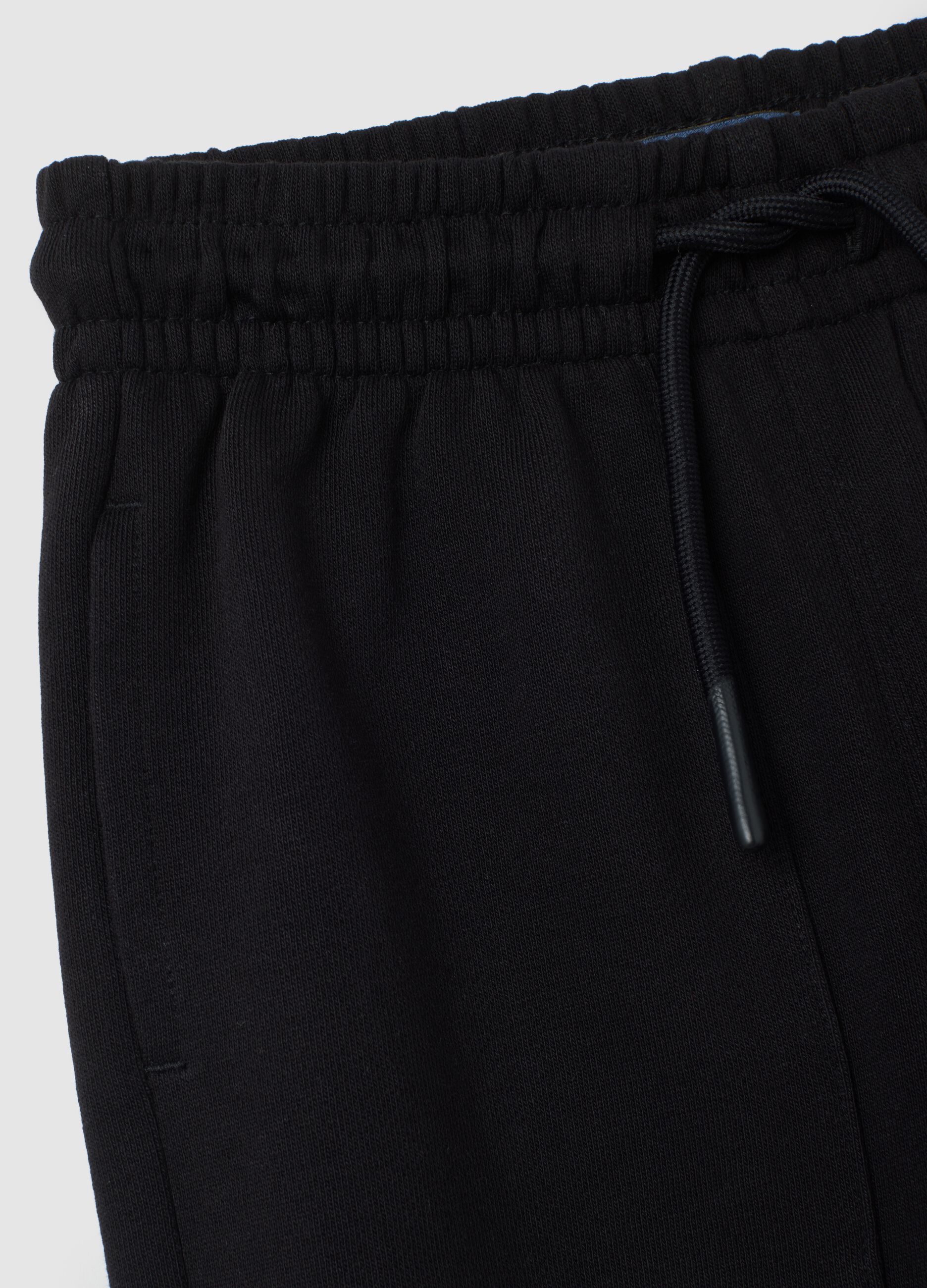 Jogger da bambino in puro cotone nero regular fit