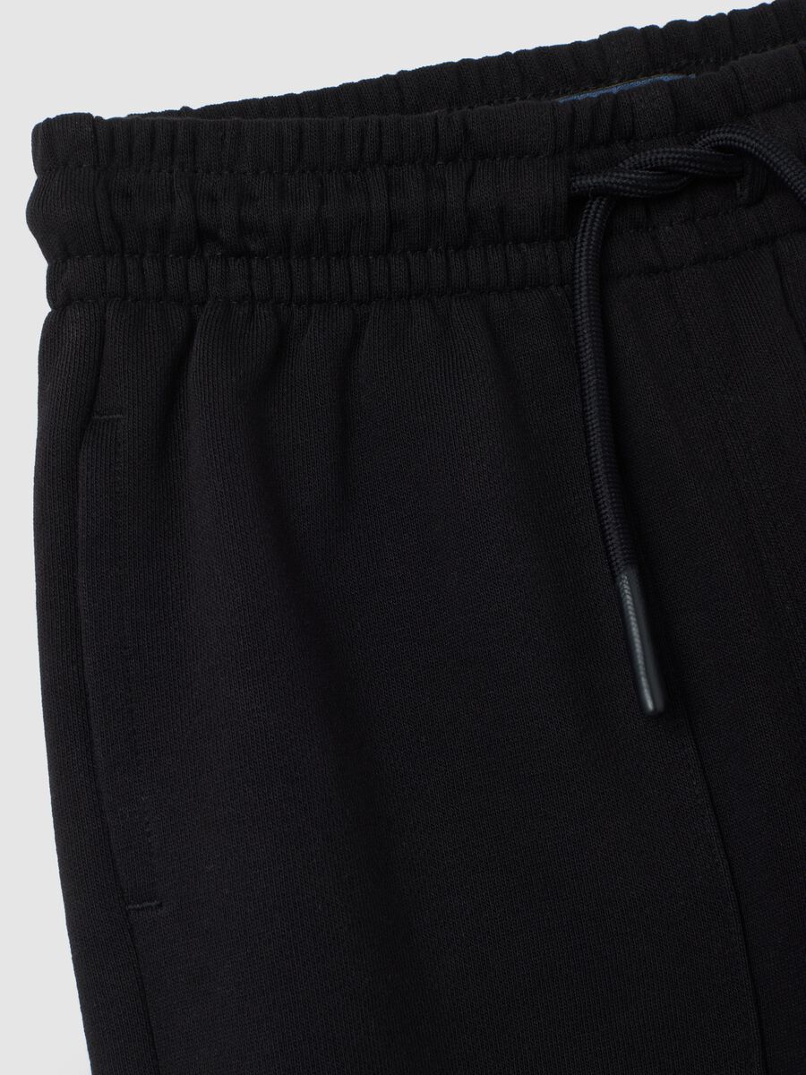 Jogger da bambino in puro cotone nero regular fit_2