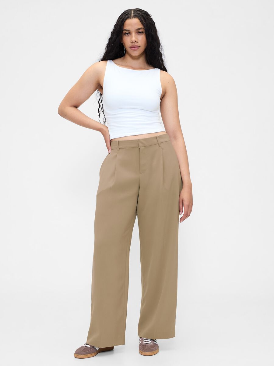 Beige Stretch Fabric Trousers_4