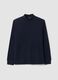 Blue stretch-fabric top with high neck_0