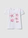 White stretch cotton T-shirt with seaside print_0